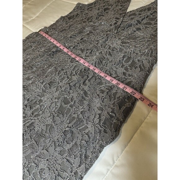 Jessica Howard Mother of Bride Long Gown Size 16W Gray Scallops Lace Rhinestone - Picture 8 of 16